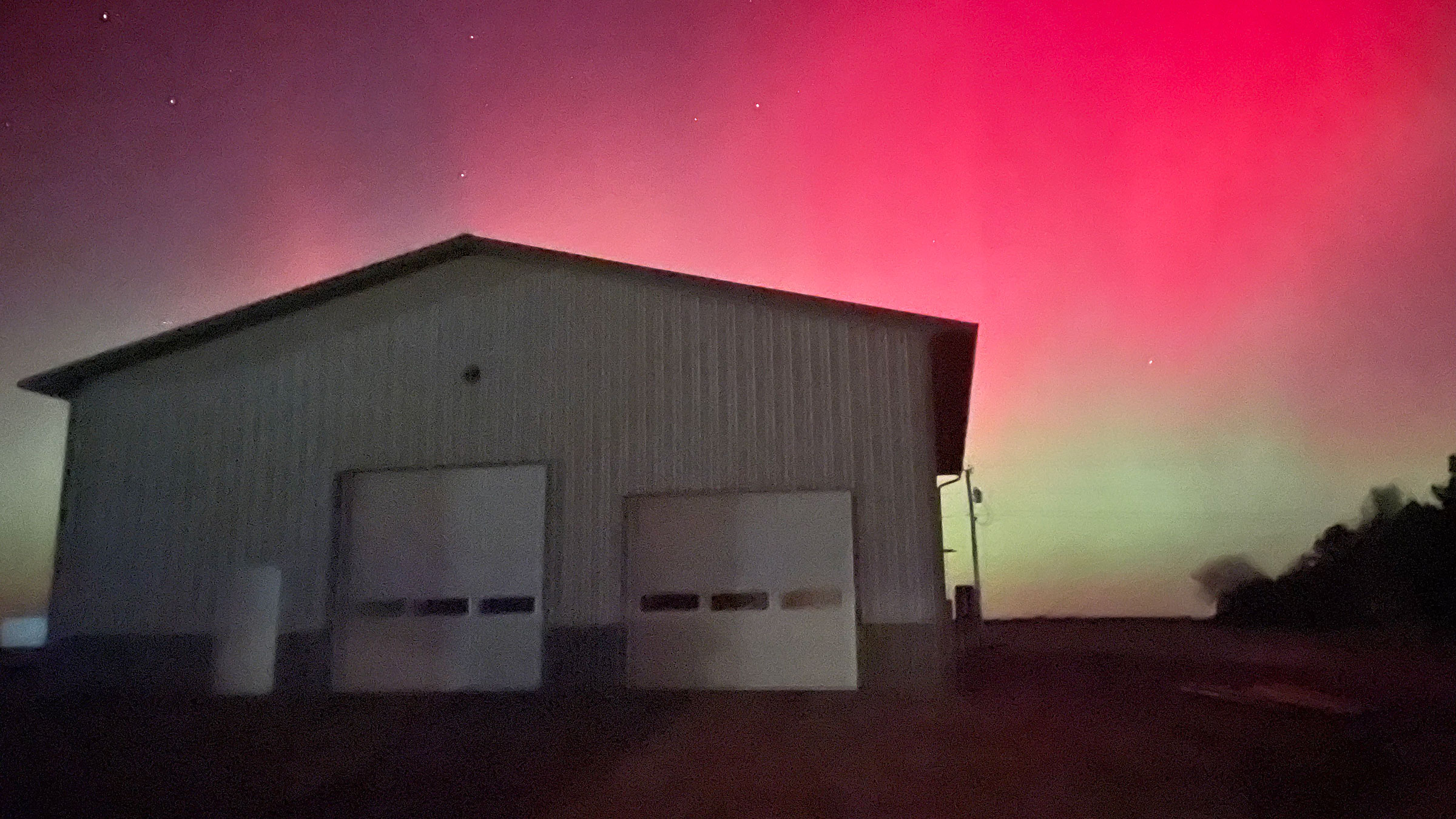 Post-Frame Shop with northern Lights